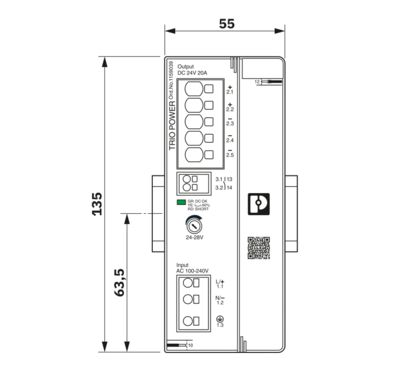24VDC 20A Phoenix TRIO3-PS/1AC/24DC/20 Power Supply Unit