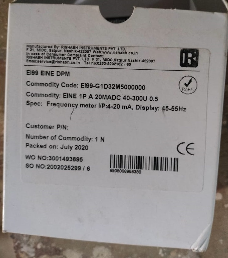 Rish Eine+ DPM DC Frequency Meter Input:4-20mA