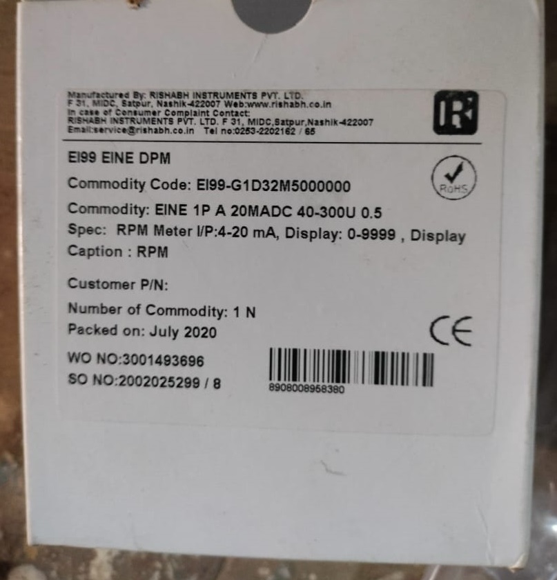 Rish Eine+ DPM DC RPM Meter Input 4-20mA